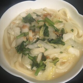 春菊と白菜のクリームうどん